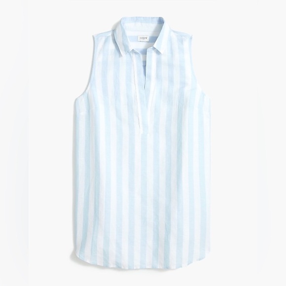 J. Crew Striped linen cotton sleeveless popover tunic top
Stripe blue white XS - Picture 2 of 10
